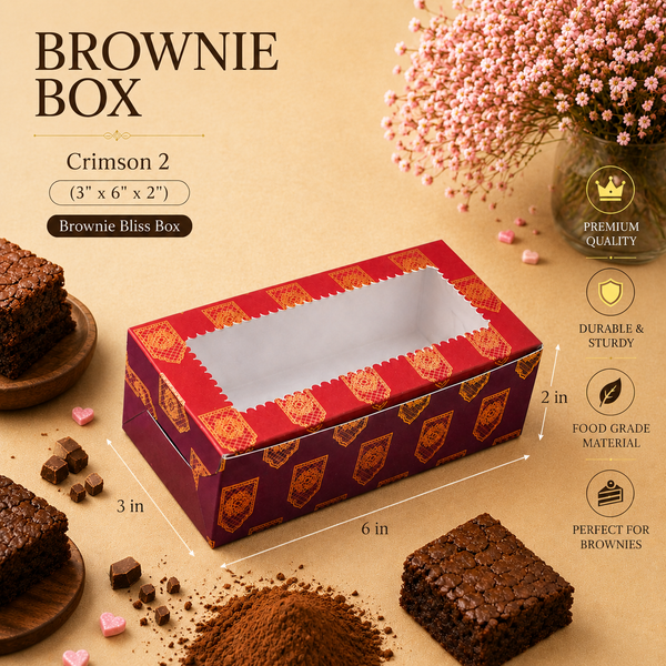 Brownie Box – 2 Piece – Crimson Bliss – 3 x 6 x 2 inch – Sanskriti Festive Collection