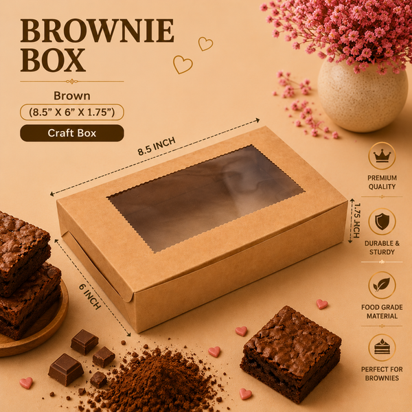 Brownie Box – 6 Piece – Brown Kraft – 8.5 x 6 x 1.75 inch