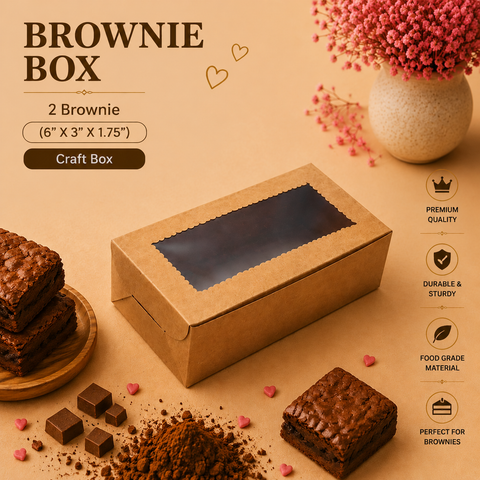 2 Brownie Box Brown | Craft Box (6" X 3" X 1.75")
