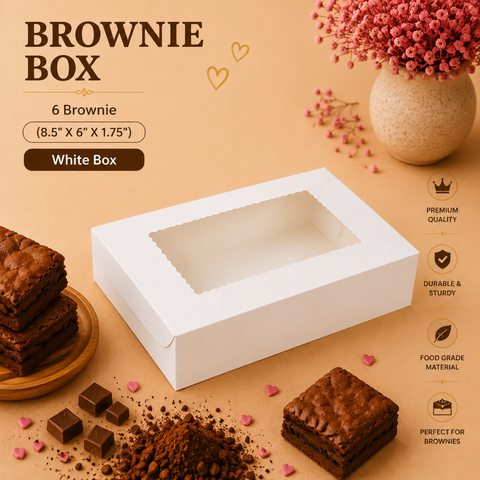 6 Brownie Box White (8.5" X 6" X 1.75")