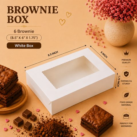 6 Brownie Box White (8.5" X 6" X 1.75")