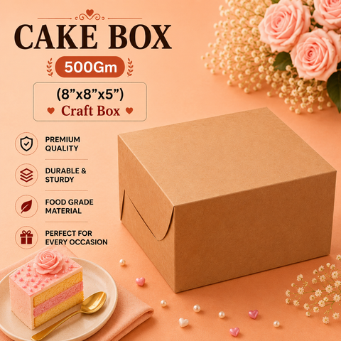 Cake Box - 500GM (8"x8"x5") | Craft Box