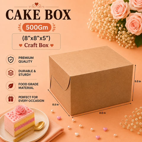 Cake Box - 500GM (8"x8"x5") | Craft Box