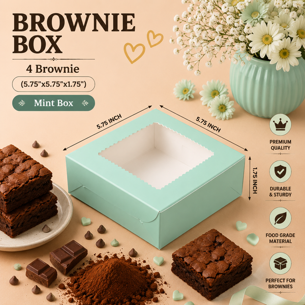 Brownie Box – 4 Piece – Mint – 5.75 x 5.75 x 1.75 inch