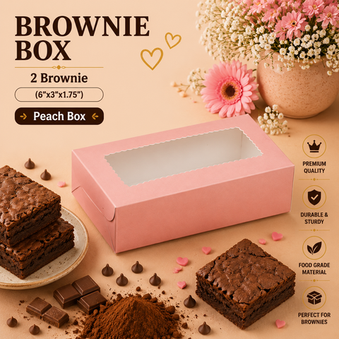 2 Brownie Box Peach (6" X 3" X 1.75")
