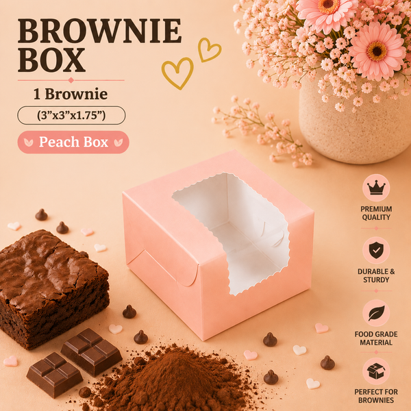 Brownie Box – 1 Piece – Peach – 3 x 3 x 1.75 inch