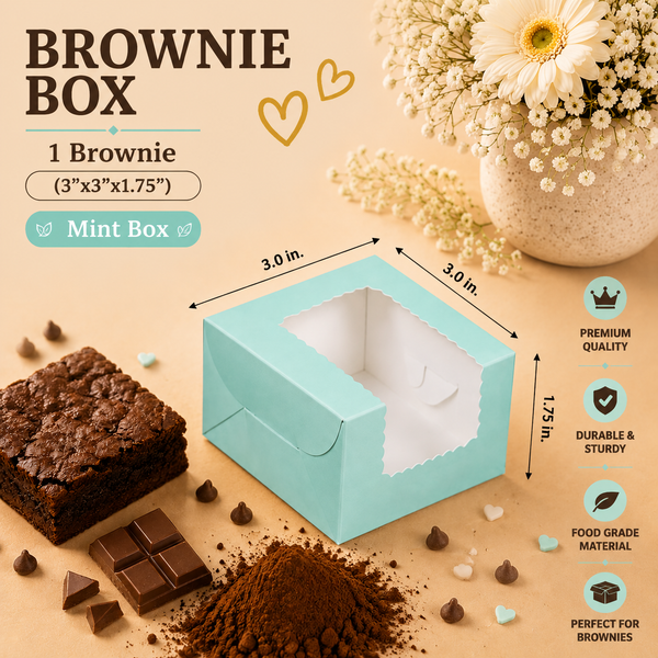 Brownie Box – 1 Piece – Mint – 3 x 3 x 1.75 inch