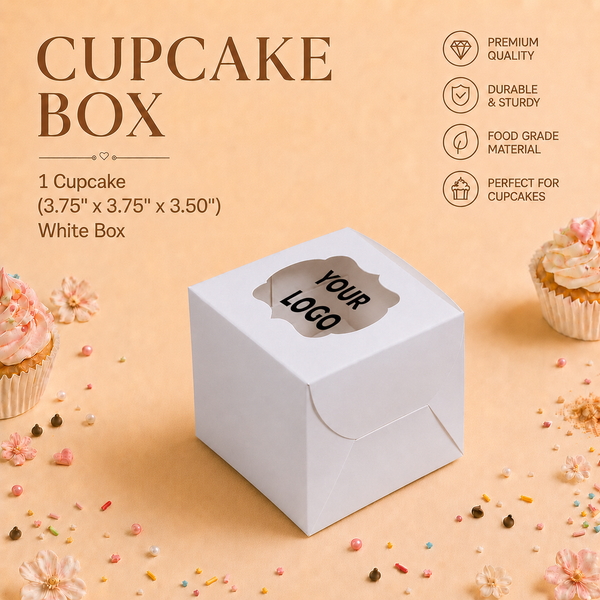 Cupcake Box – 1 Cupcake – White – 3.75 x 3.75 x 3.5 inch