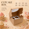 Cupcake Box – 4 Cupcake – Brown Kraft – 6 x 6 x 3.75 inch