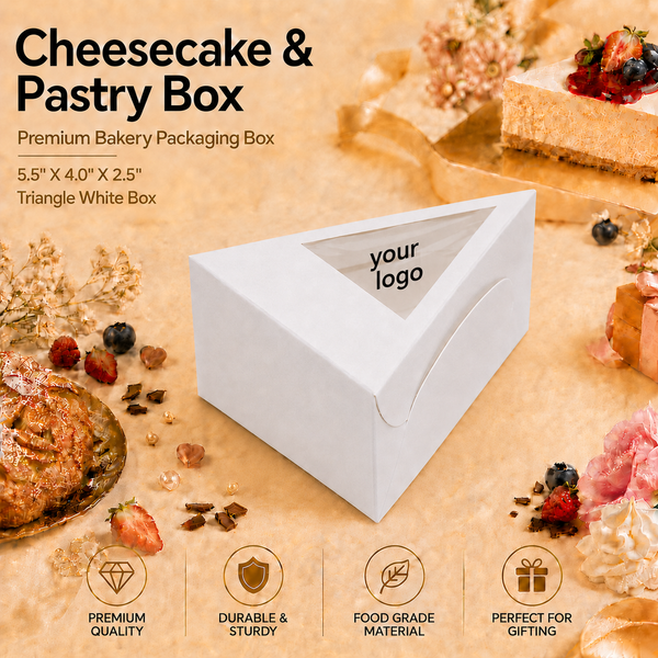 Cake Slice Box – Triangle – White – 5.5 x 4 x 2.5 inch
