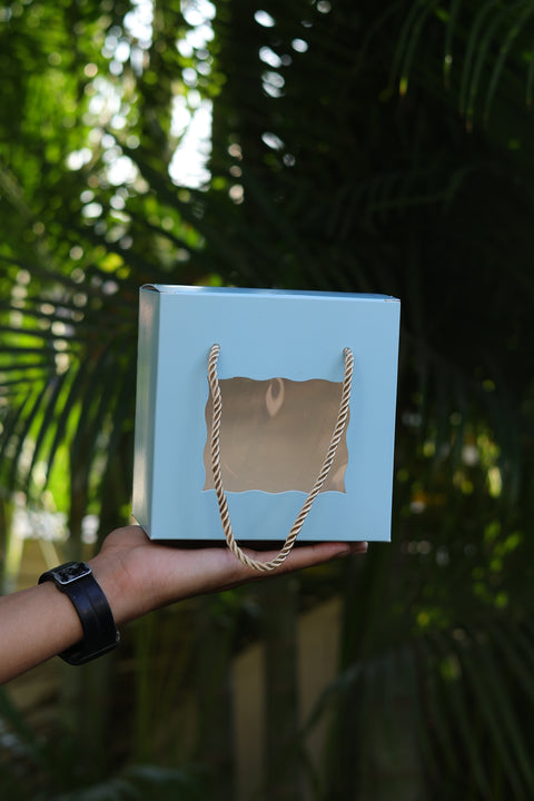 SOLID BLUE PASTEL COLOR WITH WINDOW GIFT BOX  | ( 6" x 6" x 4")