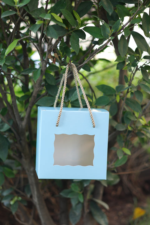 SOLID BLUE PASTEL COLOR WITH WINDOW GIFT BOX  | ( 6" x 6" x 4")