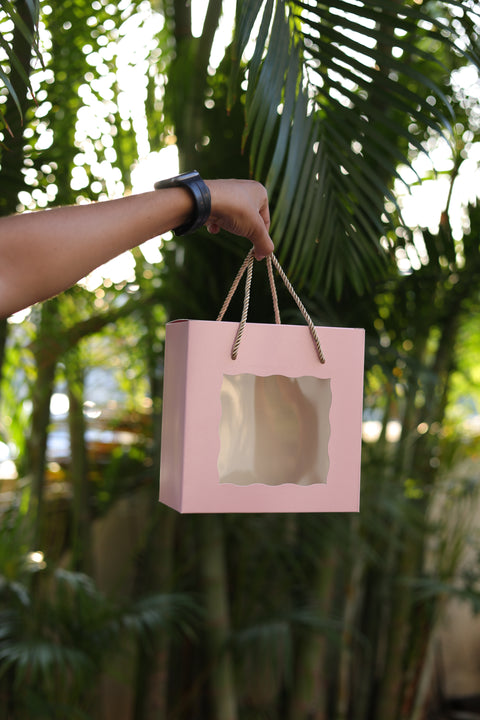 SOLID PEACH PASTEL COLOR WITH WINDOW GIFT BOX  | ( 6" x 6" x 4")