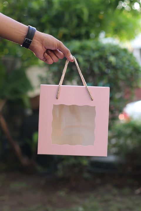 SOLID PEACH PASTEL COLOR WITH WINDOW GIFT BOX  | ( 6" x 6" x 4")