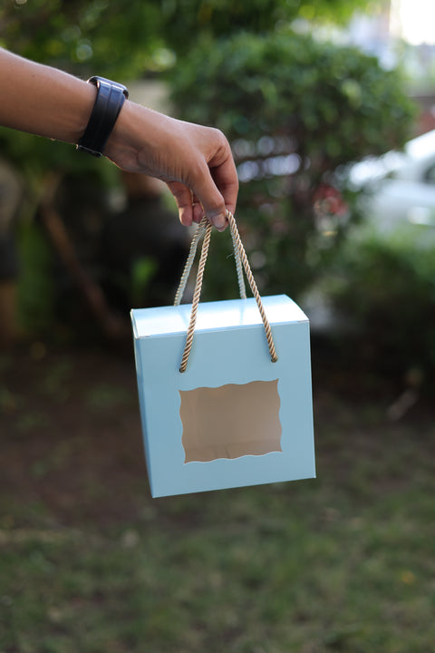 SOLID BLUE PASTEL COLOR WITH WINDOW GIFT BOX  | ( 6" x 6" x 4")