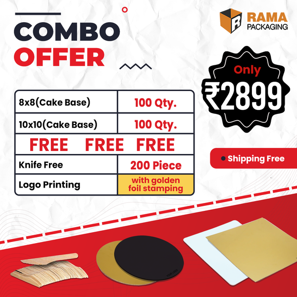 Cake Base Board (8 x 8 ) ( 100 Pcs) | Cake Base Board(10 x 10) ( 100 Pcs) | Knife Free( 200 Pcs)