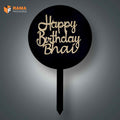 Black Cake Tag Happy Birthday Bhai