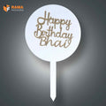 White Cake Tag Happy Birthday Bhai 