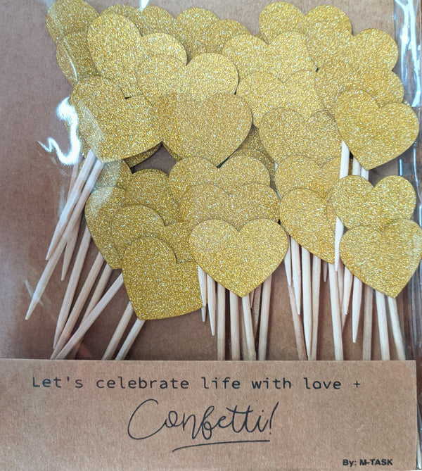 Golden Heart | Cupcake Topper | Pack Of 40