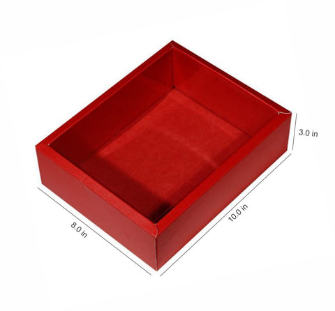 Hamper Box | Red | Gift Box (Transparent) (10" X 8" X 3")